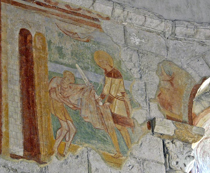 St. Martin shares his mantle. © St Hillary church, Poitiers